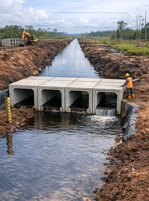 Aplikasi Box Culvert di Lahan Gambut